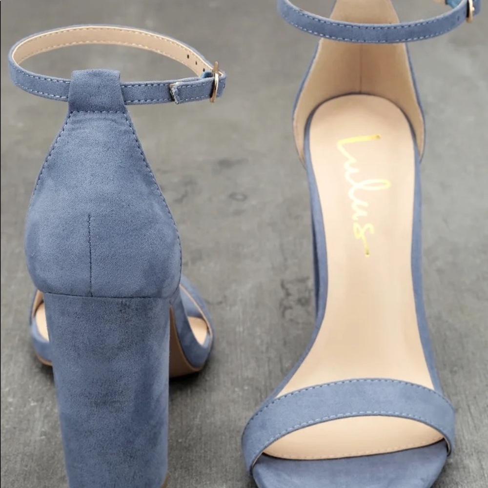 Taylor Blue Suede Ankle Strap Heels